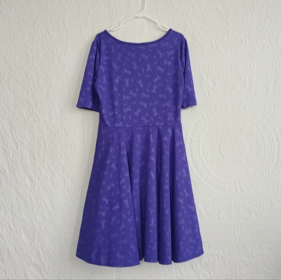 LuLaRoe Purple Unicorn Fit N Flare Midi Dress Stretchy Textured Fantasy Colorful - Picture 12 of 13